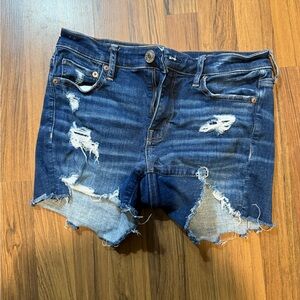 American Eagle Outfitters Blue Distressed Jean Shorts